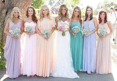 mismatching bridesmaids