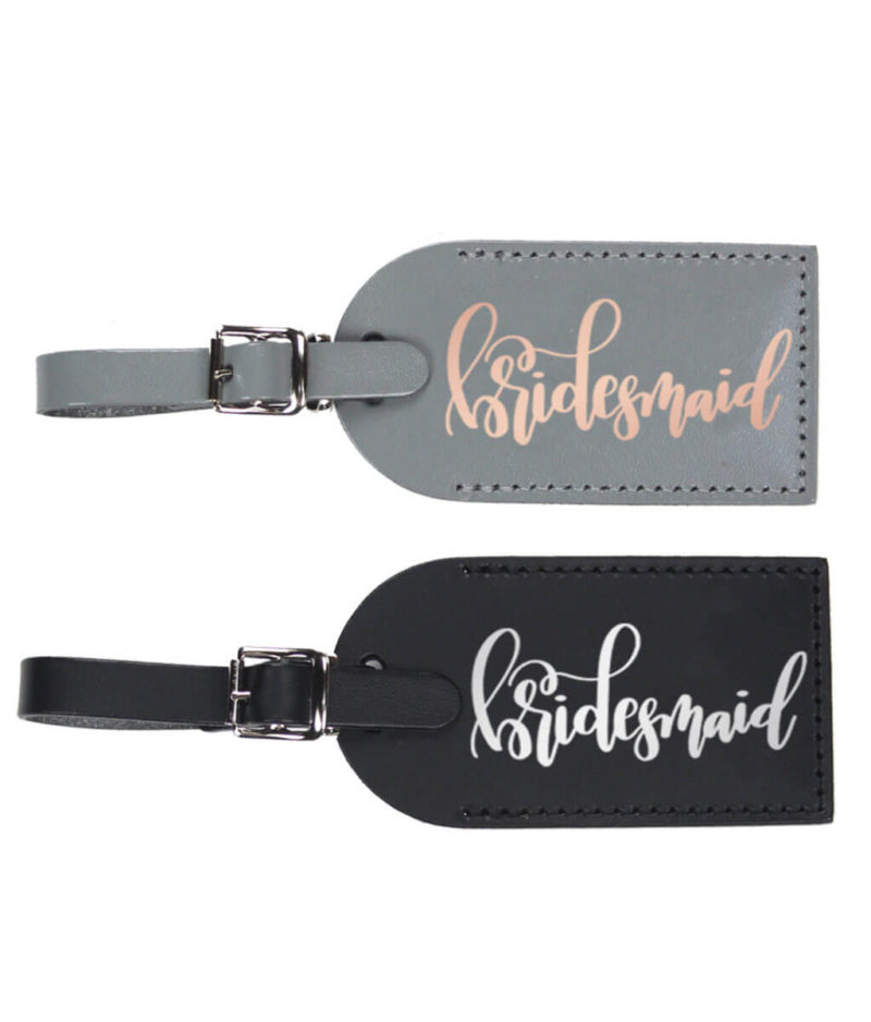 Bridesmaid Luggage Tag with metallic stamp in a gift box by The Paisley Box