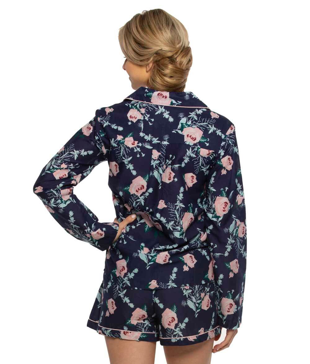 Bridesmaids Pajamas with Long Sleeves in navy or white- The Paisley Box