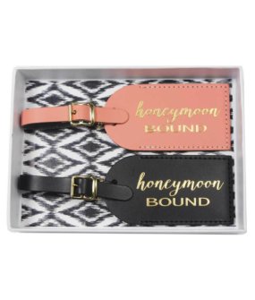 bride and groom luggage tags