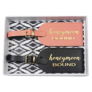 bride and groom luggage tags