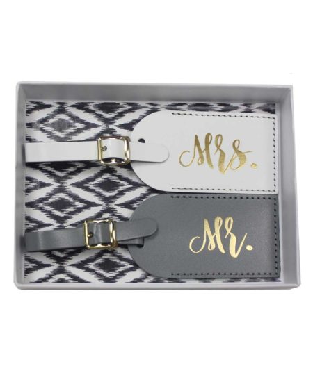 Mr and Mrs Luggage Tags - mix and match, variety of colors, gift box - by The Paisley Box