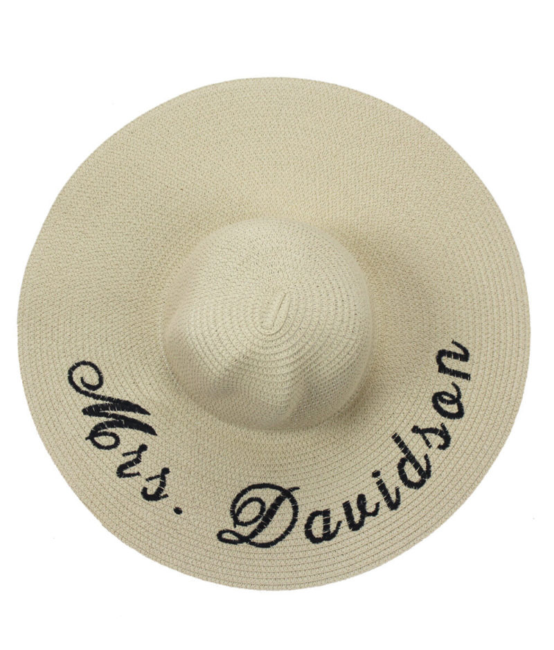 Personalized Floppy Sun Hat in natural, white or black by The Paisley Box