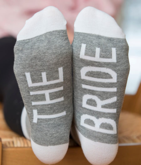 Bridal Party Socks with THE BRIDE on sole, also available in Bridesmaid and Maid of Honor - Bride Socks made by the Paisley Box