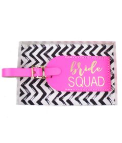 Bachelorette Luggage Tags for the Bride Squad in neon pink